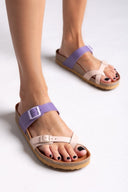 Σανδάλια δερμάτινα με τοκάδες Take me - Μωβ - thefashionproject.gr - Take me