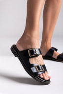 Σανδάλια δερμάτινα με τοκάδες TFP - Μαύρο - thefashionproject.gr - TFP - 24049002003