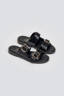 Σανδάλια δερμάτινα με τοκάδες TFP - Μαύρο - thefashionproject.gr - TFP - 24049002003