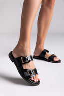 Σανδάλια δερμάτινα με τοκάδες TFP - Μαύρο - thefashionproject.gr - TFP - 24049002003