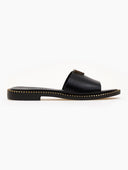 Σανδάλια δερμάτινα με v cut και στρας TFP - Μαύρο - thefashionproject.gr - TFP - 21514002002