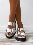 Σανδάλια δερμάτινα με velcro λουράκι TFP - Λευκό - thefashionproject.gr - TFP