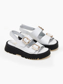 Σανδάλια δερμάτινα με velcro λουράκι TFP - Λευκό - thefashionproject.gr - TFP