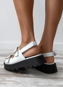 Σανδάλια δερμάτινα με velcro λουράκι TFP - Λευκό - thefashionproject.gr - TFP