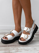Σανδάλια δερμάτινα με velcro λουράκι TFP - Λευκό - thefashionproject.gr - TFP