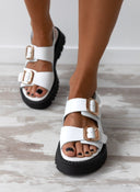 Σανδάλια δερμάτινα με velcro λουράκι TFP - Λευκό - thefashionproject.gr - TFP