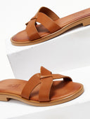 Σανδάλια δερμάτινα με χιαστί φάσα estil - Ταμπά - thefashionproject.gr - Estil
