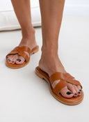 Σανδάλια δερμάτινα με χιαστί φάσα estil - Ταμπά - thefashionproject.gr - Estil