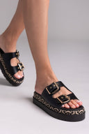 Σανδάλια δερμάτινα με ύφασμα Mariella Fabiani 2525/91 - Μαύρο - thefashionproject.gr - Mariella Fabiani