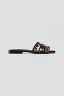 Σανδάλια δερμάτινα ponyskin με print 