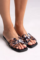 Σανδάλια δερμάτινα ponyskin με print 