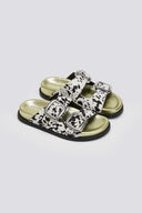 Σανδάλια δερμάτινα ponyskin με print Gioseppo - Λευκό/Μαύρο - thefashionproject.gr - GIOSEPPO