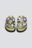 Σανδάλια δερμάτινα ponyskin με print Gioseppo - Λευκό/Μαύρο - thefashionproject.gr - GIOSEPPO