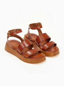 Σανδάλια flatforms δερμάτινα με δύο φάσες tfp