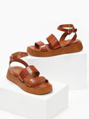 Σανδάλια flatforms δερμάτινα με δύο φάσες tfp