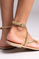 Σανδάλια δερμάτινα χειροποίητα Tfp - Χρυσό - thefashionproject.gr - TFP