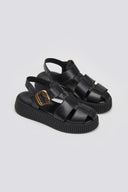Σανδάλια fisherman flatforms δερμάτινα Tfp - Μαύρο - thefashionproject.gr - TFP