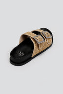 Σανδάλια flatforms από ψάθα με στρας ERYNN