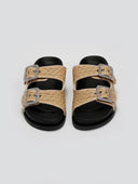 Σανδάλια flatforms από ψάθα με στρας ERYNN