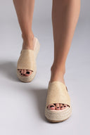 Σανδάλια flatforms από ψάθα Refresh 172667 - Μπεζ - thefashionproject.gr - Refresh