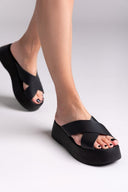 Σανδάλια flatforms crossover Estil - Μαύρο - thefashionproject.gr - Estil - 23697002003