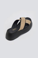 Σανδάλια flatforms crossover με ψάθα Estil