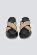 Σανδάλια flatforms crossover με ψάθα Estil