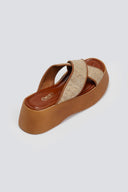 Σανδάλια flatforms crossover με ψάθα Estil
