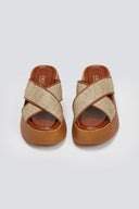 Σανδάλια flatforms crossover με ψάθα Estil
