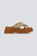 Σανδάλια flatforms crossover με ψάθα Estil