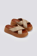 Σανδάλια flatforms crossover με ψάθα Estil