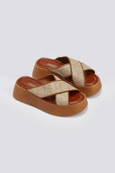 Σανδάλια flatforms crossover με ψάθα Estil - Ταμπά - thefashionproject.gr - Estil - 23695007003