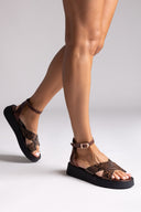 Σανδάλια flatforms crossover με print Tfp - Καφέ