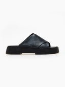 Σανδάλια flatforms δερμάτινα crossover Iris Sandals - Μαύρο - thefashionproject.gr - IRIS