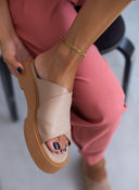 Σανδάλια flatforms δερμάτινα crossover Iris Sandals - Μπεζ - thefashionproject.gr - IRIS