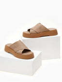 Σανδάλια flatforms δερμάτινα crossover Iris Sandals - Μπεζ - thefashionproject.gr - IRIS