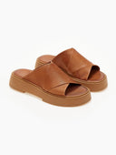 Σανδάλια flatforms δερμάτινα crossover Iris Sandals - Ταμπά - thefashionproject.gr - IRIS