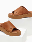 Σανδάλια flatforms δερμάτινα crossover Iris Sandals - Ταμπά - thefashionproject.gr - IRIS