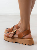 Σανδάλια flatforms δερμάτινα crossover TFP