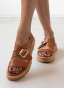 Σανδάλια flatforms δερμάτινα crossover TFP