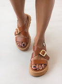 Σανδάλια flatforms δερμάτινα crossover TFP