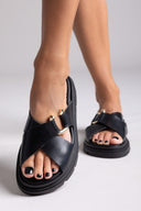 Σανδάλια flatforms δερμάτινα crossover Tfp