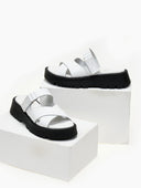 Σανδάλια flatforms δερμάτινα crossover TFP - Λευκό - thefashionproject.gr - TFP