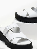 Σανδάλια flatforms δερμάτινα crossover TFP - Λευκό - thefashionproject.gr - TFP
