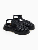 Σανδάλια flatforms δερμάτινα fisherman Iris Sandals - Μαύρο - thefashionproject.gr - IRIS