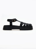 Σανδάλια flatforms δερμάτινα fisherman Iris Sandals - Μαύρο - thefashionproject.gr - IRIS