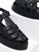 Σανδάλια flatforms δερμάτινα fisherman Iris Sandals - Μαύρο - thefashionproject.gr - IRIS