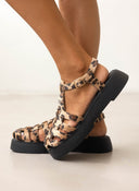 Σανδάλια flatforms δερμάτινα fisherman με print Iris Sandals - Leopard - thefashionproject.gr - IRIS