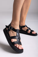 Σανδάλια flatforms δερμάτινα gladiator Estil