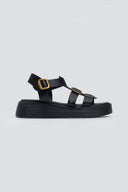 Σανδάλια flatforms δερμάτινα gladiator με τοκάδες Estil - Μαύρο - thefashionproject.gr - Estil - 23912002002
